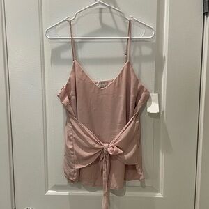 NEW…CAD Elegant Blush Tie Front Spaghetti Strap Blouse